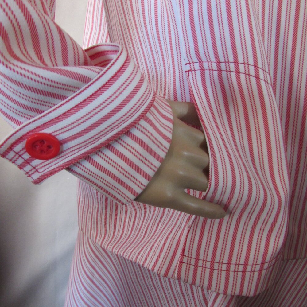 Vintage Toni Todd Jacket & Dress in Red White Ticking Stripe - Picture 12 of 15
